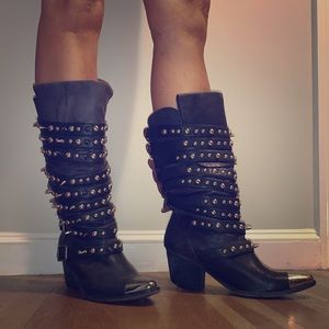 Jeffrey Campbell Leather Spiked Boots